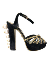 Dolce & Gabbana Black Gold Embellished Heels Sandals Shoes -   -  Dolce & Gabbana.